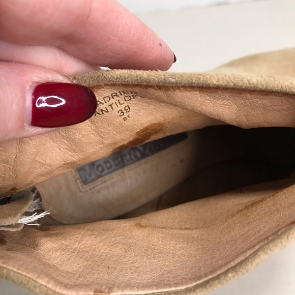 Tan Suede Heeled Ankle Boot - Adrian Antelope - Modern Vintage Size 39 (… - Picture 15 of 15